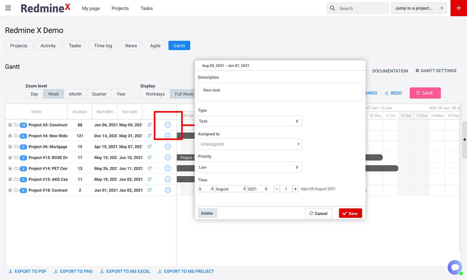 Gantt Add Task