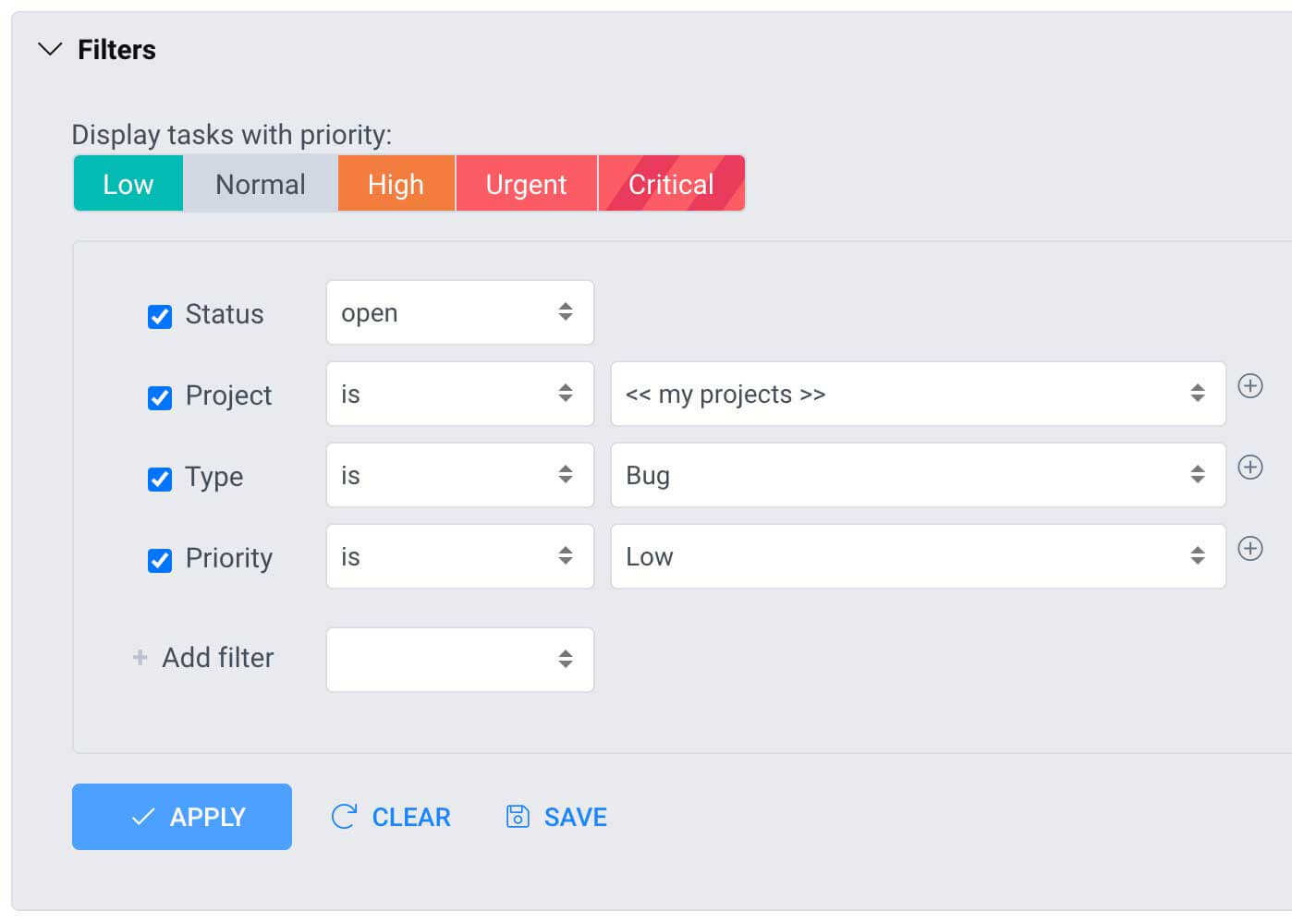 Gantt Filter
