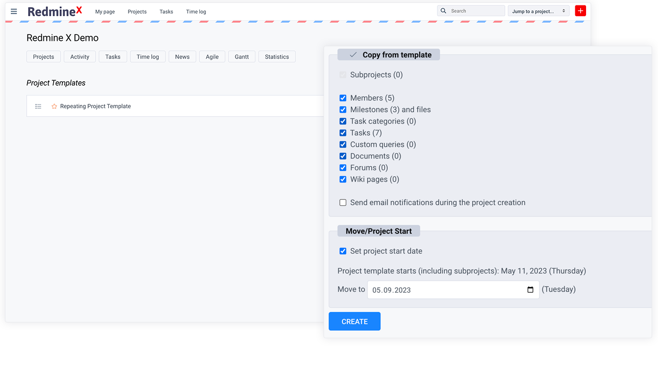 RedmineX Project Templates Edit
